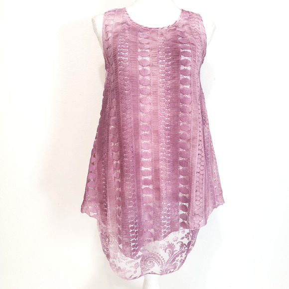 Indigo Thread SIZE XS Sleeveless Layered Purple Tunic Top Boho Festival Whimsy - Picture 14 of 15